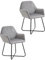 HOMCOM Modern Accent Chair, Velvet-Touch Fabric Upholstered Armchair with Metal Base for Living Room, Bedroom and Dinning Room, Set of 2, Grey