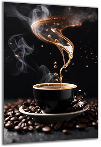 DARO Design - Wand-Bild auf 6mm HDF 60x40 cm Kaffee-Tasse Dampf - Wand-Deko Bilder Geschenk