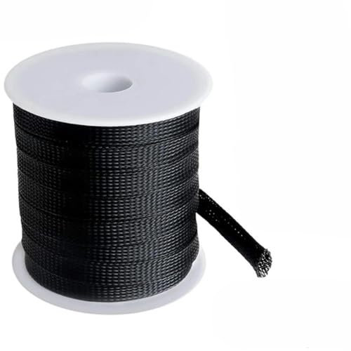 3/5M Black Insulated Braid Sleeving 1/2/4/6/8/10/12/16/18/20/25/35/50mm Tight Wire Cable Gland Protection Cable Sleeve-50mm x3meters