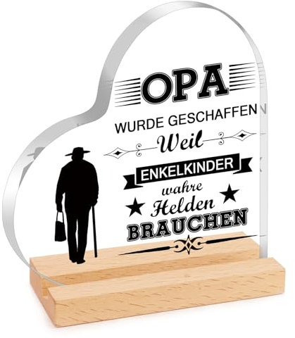 XIANNVXI Bester Opa Geschenk, Geschenke für Opa von Enkel Enkelin, Geschenk Opa Geburtstag, Holzschilder Heimat Dekoration aus Acryl, Vatertagsgeschenk für Opa