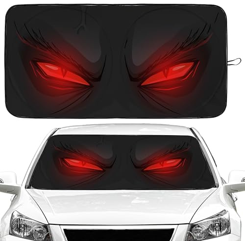 Parasol plegable para parabrisas de automóvil, diseño de ojos rojos, cubierta de ventana delantera, accesorios para camión, SUV (64 x 32 pulgadas)