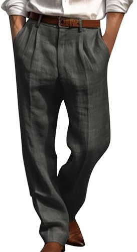 2024 Pantalon en Coton pour Homme Été Décontracté, Jogging de Sport Couleur Unie, Chino Regular Fit Stretch, Business Ample avec Poches