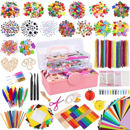 UCAMP Bastelset Kinder 3000+Stück Scrapbooking Bastelset mit Aufbewahrungsbox,Bastelzubehör Bastelmaterial Scrapbooking, Bastelbedarf für Kinder Bastelsets Mädchen Jungen 4 5 6 7 8 Jahre Geschenk