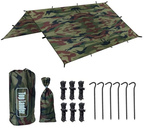 Tarp 4x4 Wasserdicht Multifunktionales Zeltplane Ultraleicht Tarpaulin mit ösen Schutz Sonnensegel für Hängematte,Wandern Picknick Outdoor