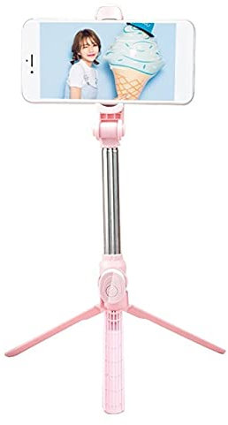 SCRUBY 2-in-1-Selfie-Stick und Stativ, multifunktionaler BT-Selfie-Stick, tragbares, verstellbares Stativ zum Fotografieren (Rosa)