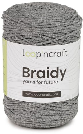 Cordino morbido per borse ad uncinetto in cotone riciclato, cordoncino 2 mm, 250gr al gomitolo, 250 metri, per borse ad uncinetto, progetti creativi e hobby (Grigio Chiaro)