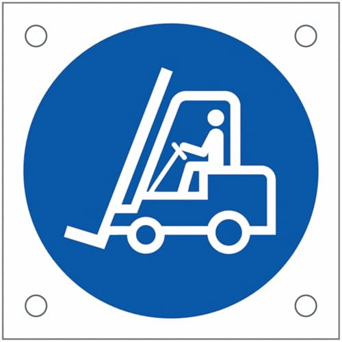 Segnaletica bordo macchine - Obbligo carrello elevatore - In Alluminio o Forex Con Stampa Diretta U.V. (IDEALE ANCHE PER ESTERNO) (Pannello in Plastica, 10x10 cm)