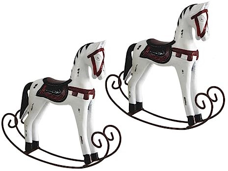 TOYANDONA 2 Stück Hölzernes Schaukelpferd Heimdekoration Schaukelpferd Figur Mini Tierspielzeug Retro Pferdespielzeug Für Mädchen Vintage Wohnkultur Mini Spielzeugpferd Für