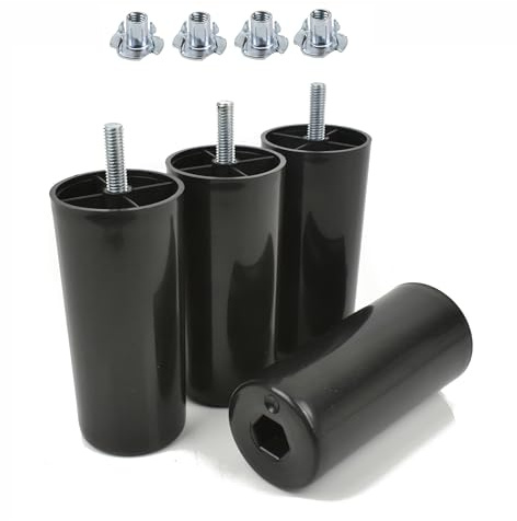 woplus 4er Set Möbelfüße aus Kunststoff Rund H: 110 mm Schwarz Ø 50 mm Mit Einschlagmuttern