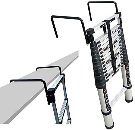Aluminum Telescoping Ladder with Detachable Hooks, Multi-Purpose Telescopic Extension Ladder for Industrial Household Daily or Emergency Use, Load 150kg