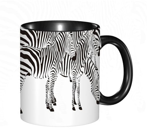 HRRASFAZF Tasse à Café | Tasse Céramique Fine | Cadeau Original | 330ml | Mug avec Anse | Cadeau Original pour Homme et Femme | Ensemble de zèbres. Collection de zèbres sauvages dans diverses posture