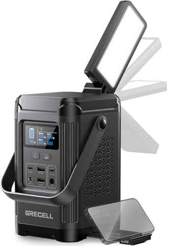 GRECELL Stazione di alimentazione portatile 240 W 153,6 WH generatore solare, batteria LiFePO4, doppia corsia 100 W PD, banca di alimentazione portatile con supporto integrato per esterni, campeggio,