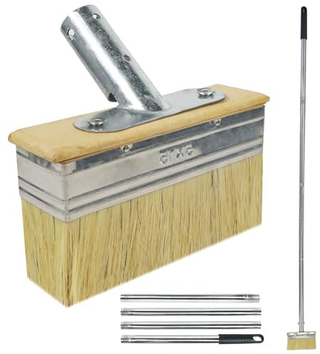 59 Long Handled Paint Brush, Fence and Decking Paint Brush,Deck Stain Applicator Brush for Wood, Masonry, Deck, Fence, Wall and Shed (Silver)
