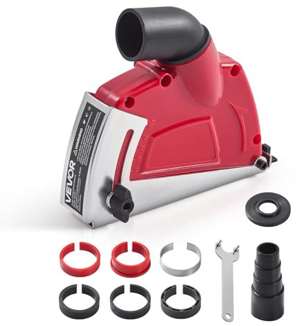 VEVOR Protector Antipolvo de Corte para Amoladoras Angulares,10 a 12,7 cm con 6 Arandelas de Sujeción, Profundidad de Corte Ajustable, para Madera, Hormigón, Pared y Piedra, 190 x 78 x 165 mm