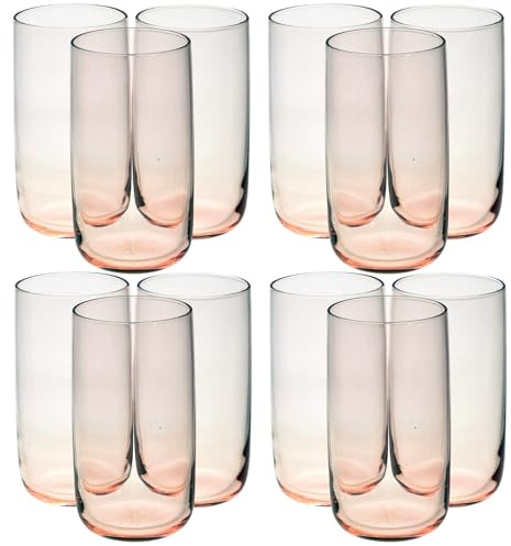 Queensway Home & Dining Modern Coloured Glass Tumblers Set - 280ml or 365ml Drinking Glasses for Water, Juice & Cocktails - Premium Quality Glassware - Ideal for Everyday Use or Entertaining Guests