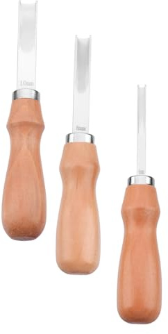 LIFKOME Leder-Schälmesser 3-Teilig 4 mm 8 mm 10 mm | Holz Und Kohlenstoffstahl, Ergonomisches Design, Für Geldbörsen, Gürtel Und Schuhe, 3-Teiliges Set