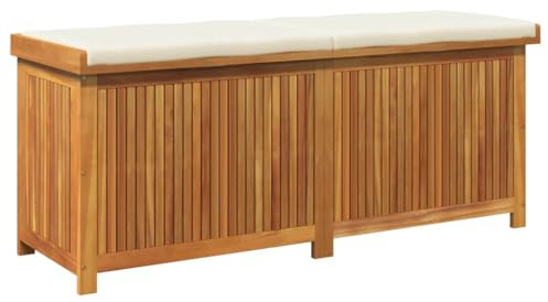 Hommdiy Outdoor-Kissenbox Gartenbox Auflagenbox Wasserdicht Holz 150x50x60 cm Massivholz Akazie