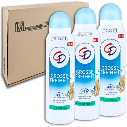 TopDealMile-Vorratspack für CD Deodorant Deo Spray Grosse Freiheit 3 x 150 ml