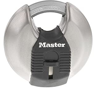 Master Lock M40XKAD Magnum Heav Duty Diskus-Vorhängeschloss mit Schlüssel, Edelstahl, silberfarben