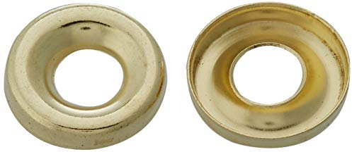 Merriway BH01982 (100 Pcs) EB Surface Cup Finishing Washer for No. 10 Screws, Brass Plated - Pack of 100 Pieces