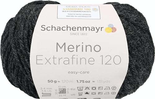 Schachenmayr Merino Extrafine 85 9807554-00298 anthrazit meliert Handstrickgarn, Schurwolle