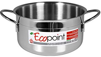 HOME Casseruola Inox Ecopoint Due Manici Cm12 Pentole E Preparazione Cucina, Acciaio Inossidabile