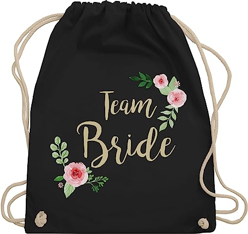 Turnbeutel Rucksack - JGA Junggesellenabschied Frauen - Team Bride I Crew Bride Tribe - Unisize - Schwarz - utensilien junggesellinnenabschied brauttaschen bachelorette party juterucksack