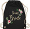 Turnbeutel Rucksack - JGA Junggesellenabschied Frauen - Team Bride I Crew Bride Tribe - Unisize - Schwarz - utensilien junggesellinnenabschied brauttaschen bachelorette party juterucksack