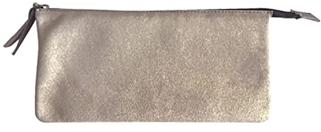 Clairefontaine 400044C Große Mappe Plume (mit 2 Fächern aus Lammwildleder, mit Perlmutt-Effekt, 22x11 cm) 1 Stück gold