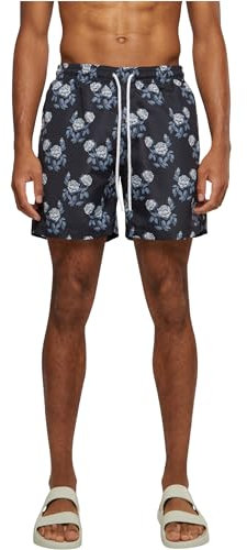 Urban Classics Pantaloncini da Nuoto con Motivo Costume da Bagno, Black/Rose, XL Uomo