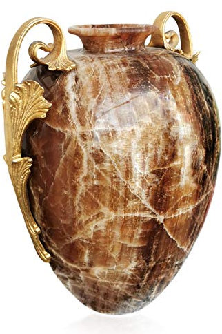 CBAM Amphora Table Vase in Brown Onyx Italian Brown Onyx Table Vase Home Decor h.43 cm