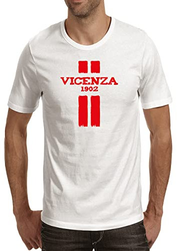 Tipolitografia Ghisleri Maglietta con Bande Verticali Vicenza Replica Uomo, Donna, Bambino Tifosi Calcio