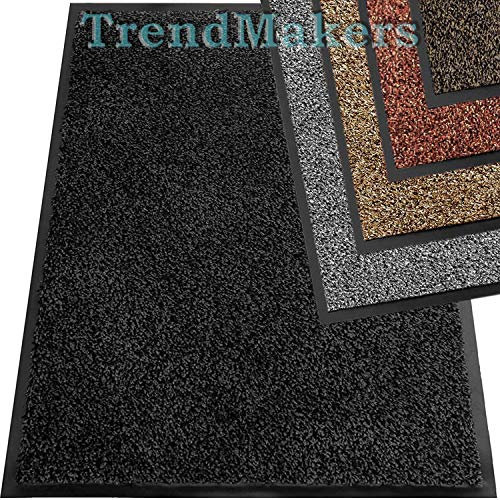 TrendMakers Heavy Duty Dirt Trapper Door Mats | Soft Cotton Barrier Mats Non-Slip Dirt Catcher | Home, Office, Kitchen, Carpets - 15 Sizes - - 50cm x 80cm (ANTHRACITE Cotton Fibers)