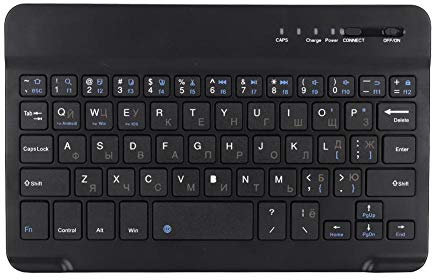Clavier Bluetooth Compact Ultra-Mince Mini Clavier sans Fil Portable Rechargeable pour Tablette PC Prise en Charge de Smartphones pour Android/iOS/Windows (Russe et Anglais 7 Pouces Noir)