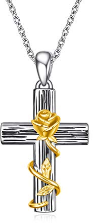 YFN Celtic Knot Urn Necklace for Ashes Sterling Silver Ashes Pendant Memorial Keepsake Jewellery Gifts for Women Men (Gold Rose)