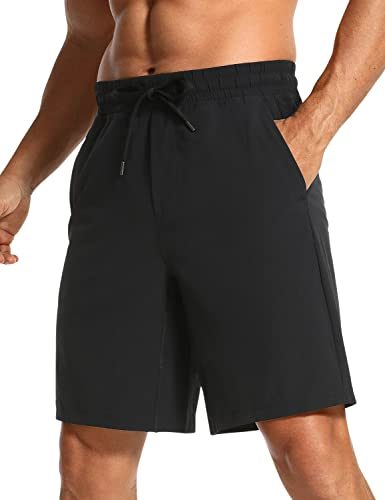 CRZ YOGA Herren Sports Shorts Schnelltrocknend Fitness Kurz Hose Laufshorts mit Taschen - 23cm Schwarz L