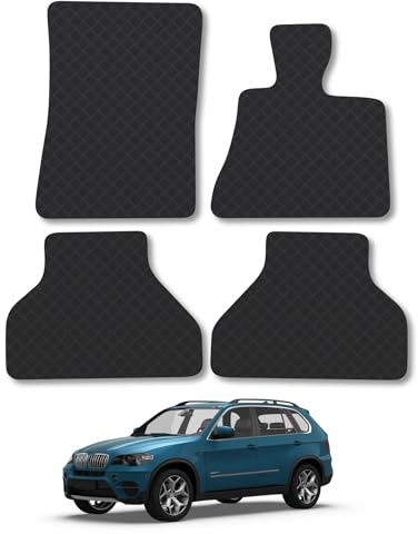 BMW X5 (2007-2013) [E70] Rubber Car Mats Accessories Tailored Fit Compatible Accessory Waterproof Protection Non-Slip Floor Mats Full Coverage Durable Front Rear Set Coverage