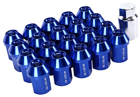 Akozon Tuercas de Rueda, 20 Piezas M12x1.5 Tuercas 35 Mm Extremo Cerrado de Aleación de Aluminio 6061 Repuesto para Camaro 1983-2002(Azul)