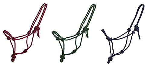 NETPROSHOP Knotenhalfter Pferdehalfter Bordeaux, blau oder grün, Gr. Mini Shetty bis XL Full, Groesse:Shetty, Farbe:Dunkelblau