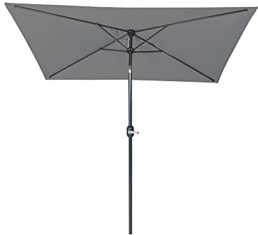 paramondo parajuna Sonnenschirm Kurbelschirm Knickbar, Stabiler Stahlmast, wasserabweisende Bespannung, Rechteckig, 2,3 x 1,3 m, Grau