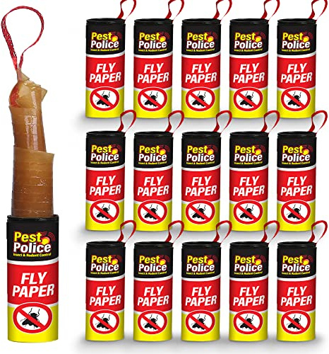 SOL 16pk Fly Paper, Hanging Sticky Strip Rolls for Indoor or Outdoor Traps, Effective for Plants or Fruit Flies, Flypaper Tape Catcher, Strong Adhesive, Ideal for Home Pest Control