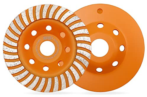 BGTEC Diamant-Schleiftopf für Beton - 125mm Winkelschleifscheibe mit 22.23/15.875mm Unterlegscheibe zum Schleifen von Granit, Marmor, Beton, Ziegel, Mauerwerk,2Stück