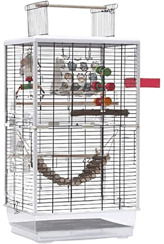 TIANYIA Vogelkäfig Großer Vogelkäfig, schmiedeeiserner Vogelkäfig mit Ständer und Spielplatte, moderner weißer Acryl-Vogelkäfig mit Rollständer Sittiche