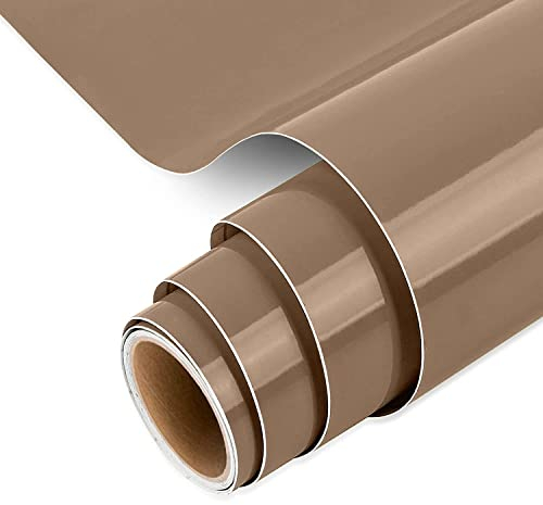 IModeur Glänzend braun Vinylfolie Plotter, 12'' x 5 Fuß (30,5 x 152,5 cm) braun Plotterfolie Vinyl für Cricut, selbstklebendes Vinyl für DIY-Geschenke, Geburtstagsfeier