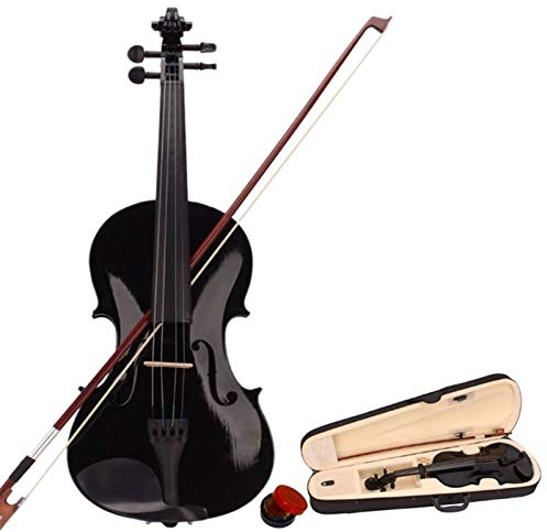 Violinen-Set, Violinen-Starter-Set, 4/4 Geige, schwarz, Ebenholz, Akustik-/Elektro-Violine in Metallic-Schwarz
