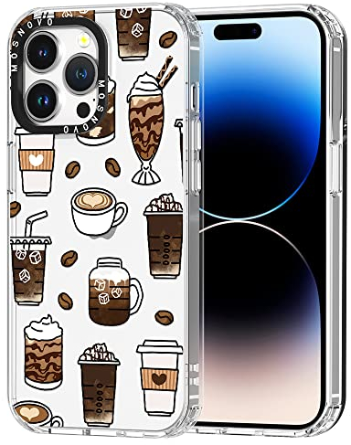 MOSNOVO Case for iPhone 14 Pro Max, [Buffertech 6.6ft Military-Grade Drop Protection] [Anti Peel Off Tech] Clear TPU Bumper Phone Case Cover Design - Coffee