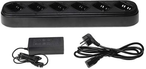 vhbw Caricabatterie 6 vani compatibile con Motorola GP340 ATEX batterie per radio - Stazione di ricarica + alimentatore, 8,4V, 0,4A