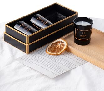 Natürliches Duftkerzen-Set Ember & Ash : Entspannende Aromatherapie-Kerzen für Zuhause | Je 10 Stunden Brenndauer |Premium Duftkerzen im Glas |Natürliches Soja-Bienenwachs