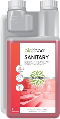 Biotican Sanitary, nettoyant et détartrant sanitaires et SDB, formule probiotique concentrée, nettoyage écologique et naturel, parfum pin, 1L