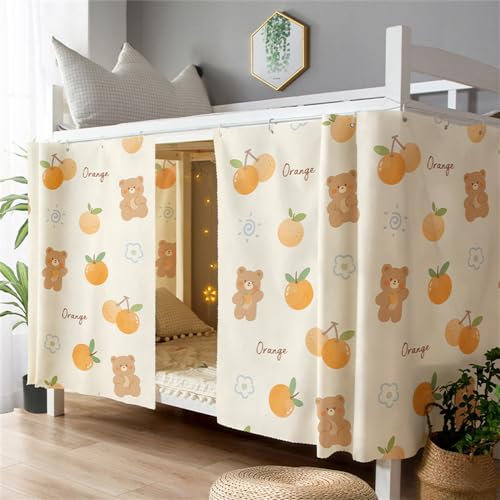 Treer Bettvorhang Hochbett Etagenbett Blackout Vorhänge Staubdicht Betthimmel Hochbett Kinder Bettzelt Schlafsaal Bettvorhänge Studentenwohnheim Vorhang (1,35 m x 2 m (1 Stück),Orange)